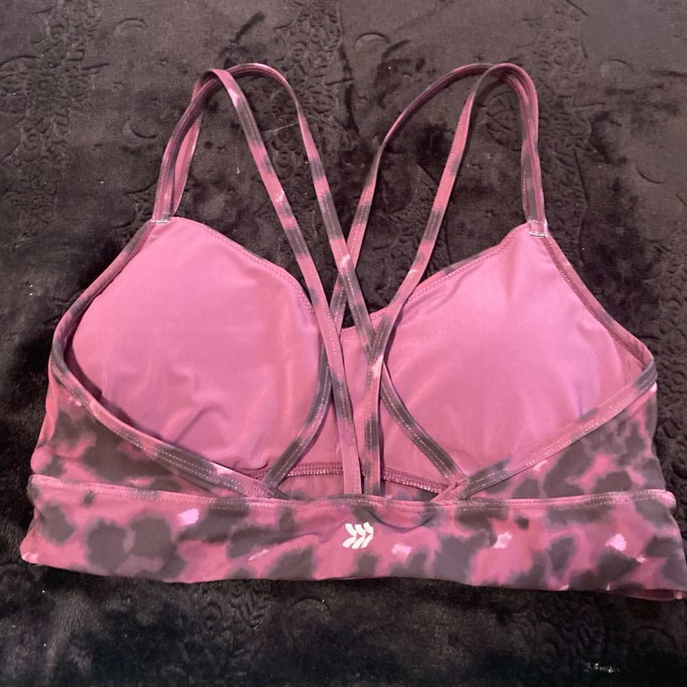 Purple leopard print padded sports bra